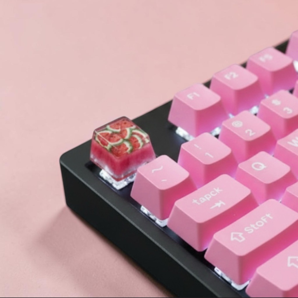 Pink Mechanical Keyboard with Watermelon Artisan Keycap